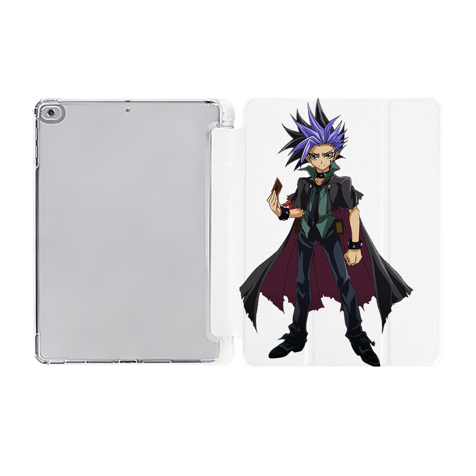 （画像用） 遊☆戯☆王 Yu-Gi-Oh! IPad ケース ペン収納付き 三つ折りスタンド PUレザー×シリコン 対応機種9.5/10.5/10.9インチ